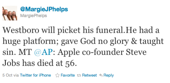 Margie J. Phelps' tweet